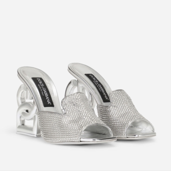 NEW DOLCE & GABBANA MULES WITH FUSIBLE RHINESTONE DETAILING & 3.5 IN HEEL - Picture 1 of 17